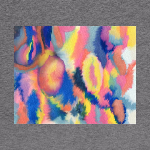 Blue yellow pink tie and dye watercolor artwork by Doodle Intent